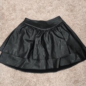 Express Black Tiered Faux Leather Skirt
